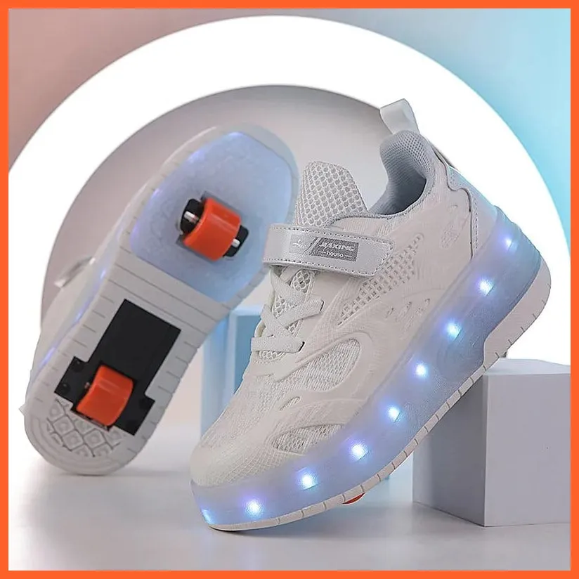 Sparkling Led Two Wheel Roller Range Pink, Black, White  | Kids Led Light Shoes  | Kids Led Light Roller Wheel Shoes
