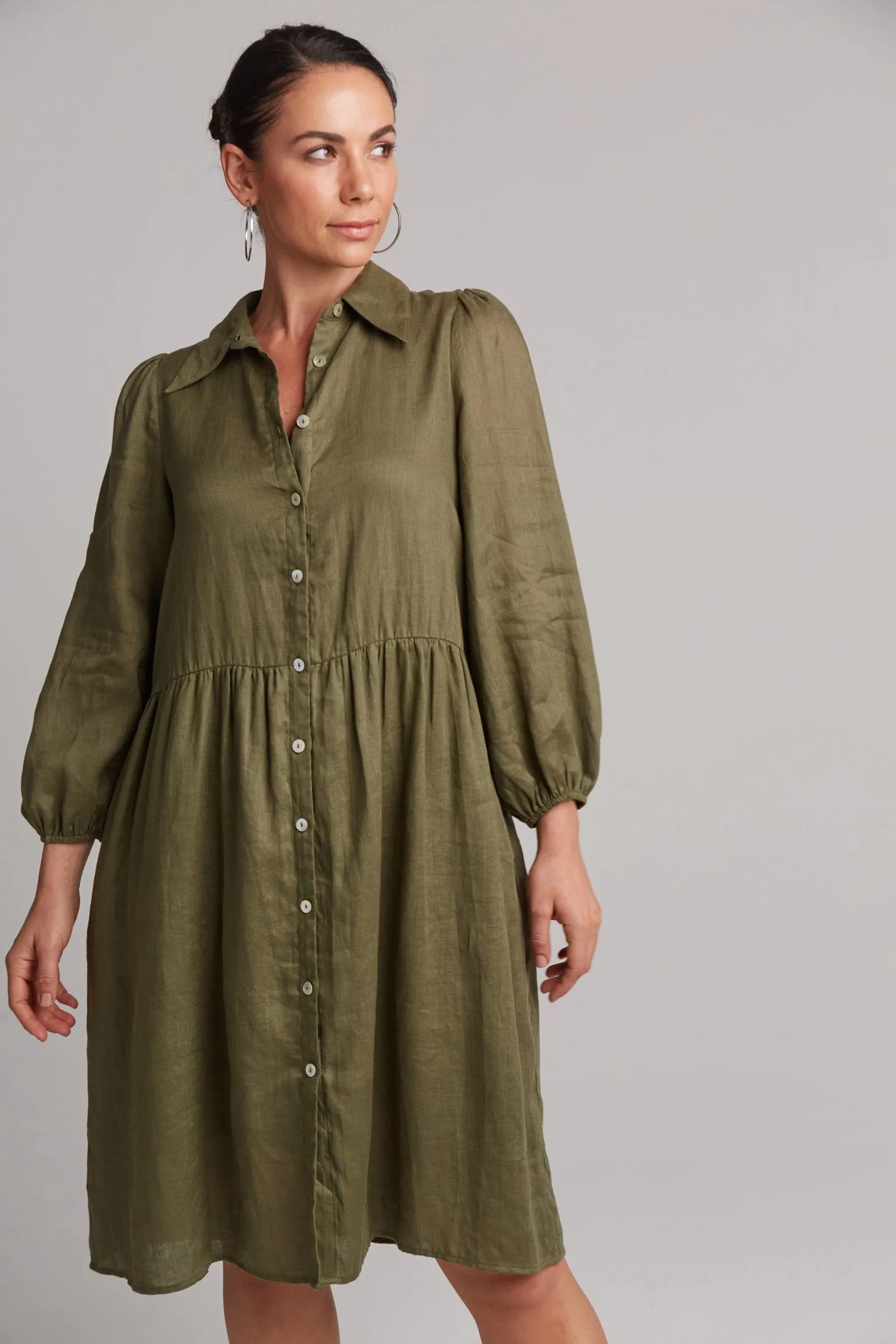 STUDIO MIDI SHIRT DRESS KHAKI