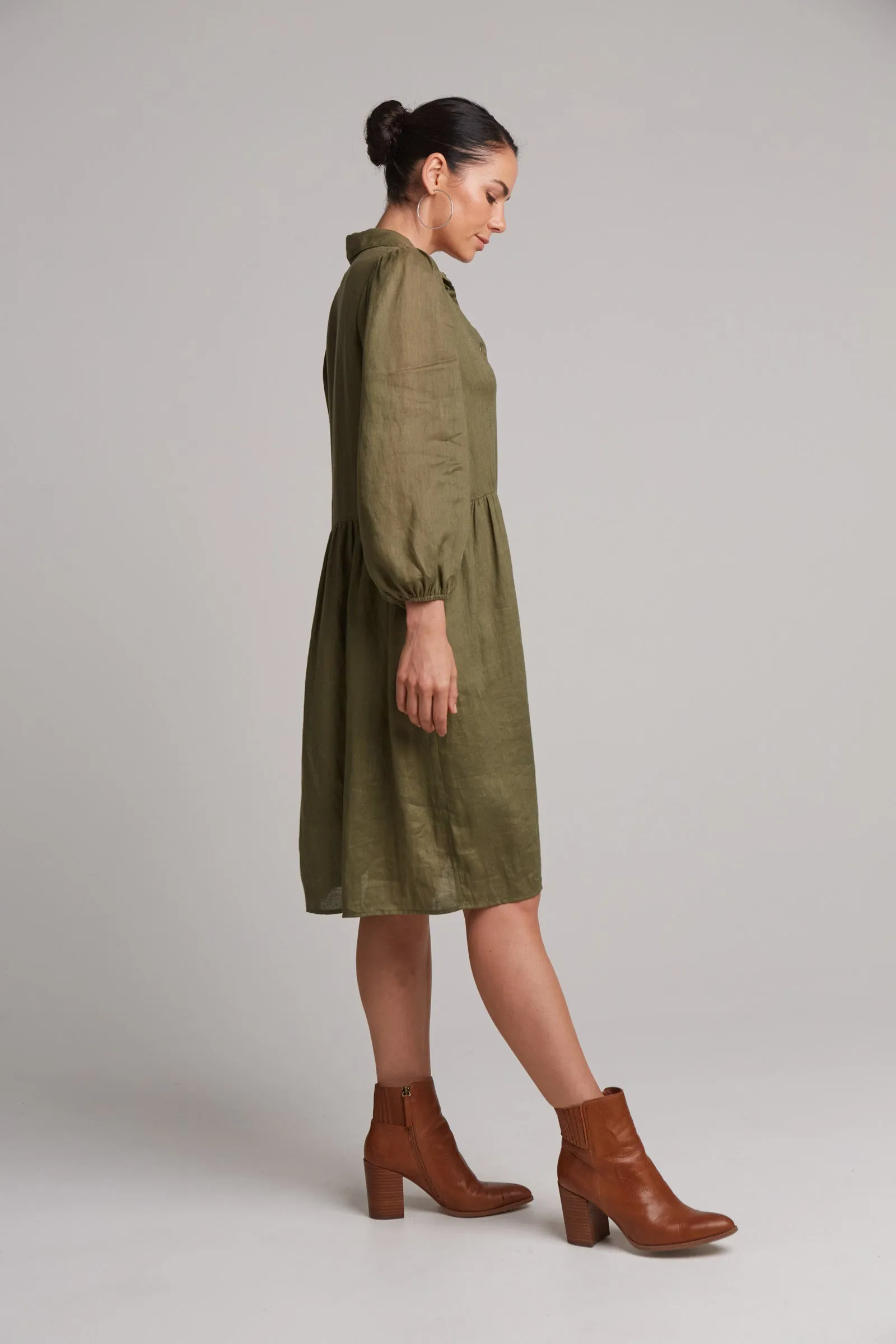STUDIO MIDI SHIRT DRESS KHAKI