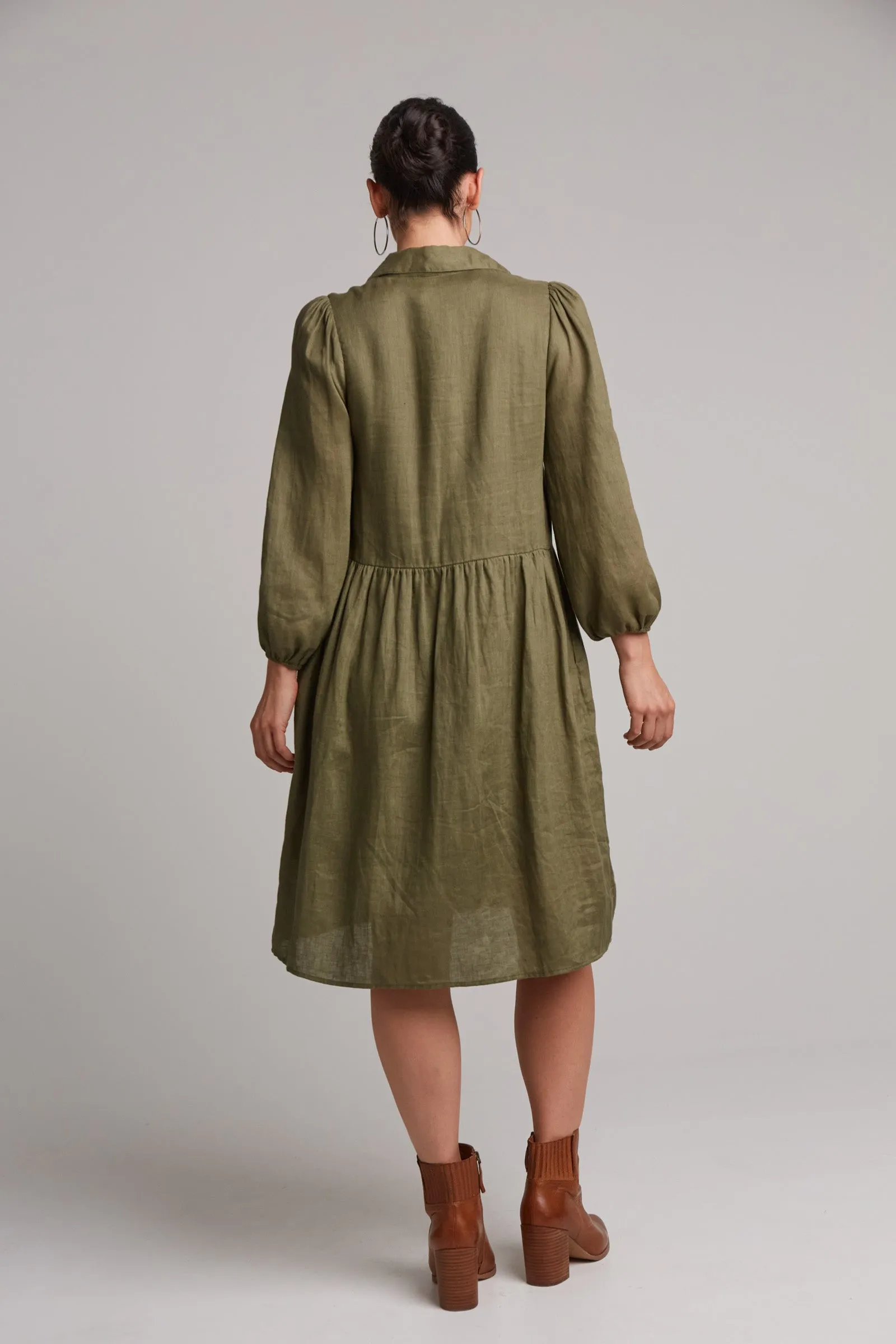 STUDIO MIDI SHIRT DRESS KHAKI