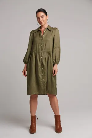 STUDIO MIDI SHIRT DRESS KHAKI