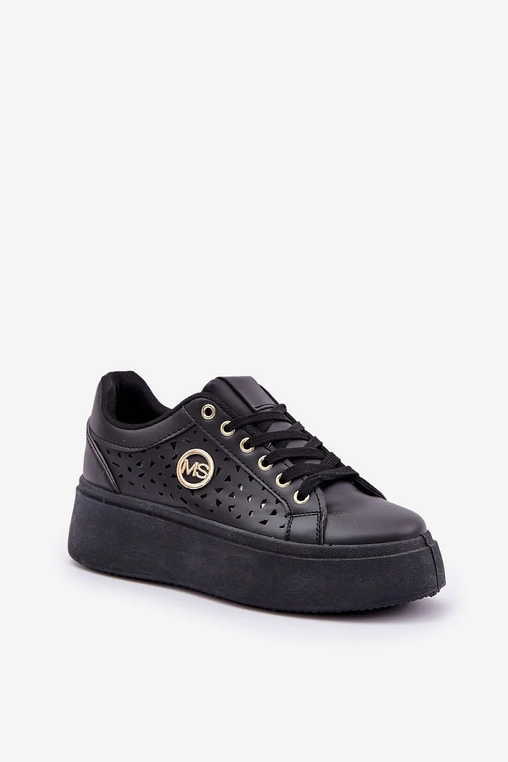 Stylish eco leather gold detail sneakers