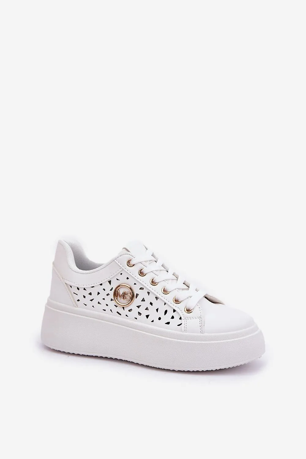 Stylish eco leather gold detail sneakers