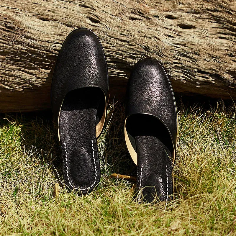 TAVIMART  -  Spring Simple Shoes Woman Real Leather Sheepskin Soft Flats Basic Style Mules Girls Big Toe Mullers Casual Slippers Daily Wear