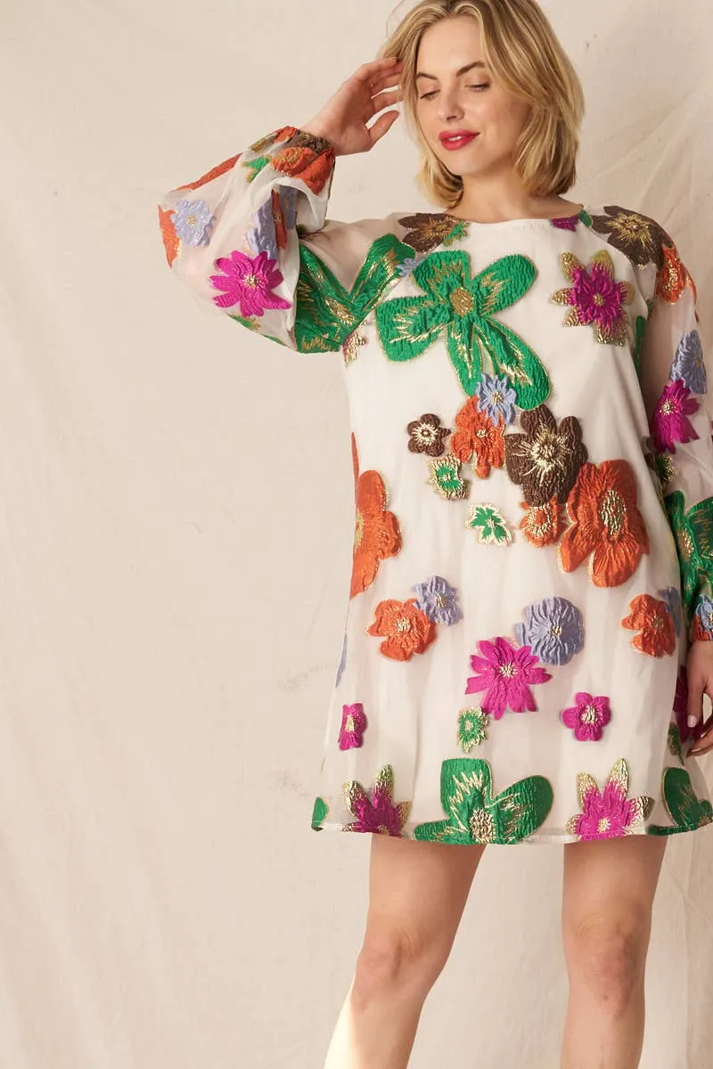 That’s Special Bubble Sleeve Floral Organza Mini Dress