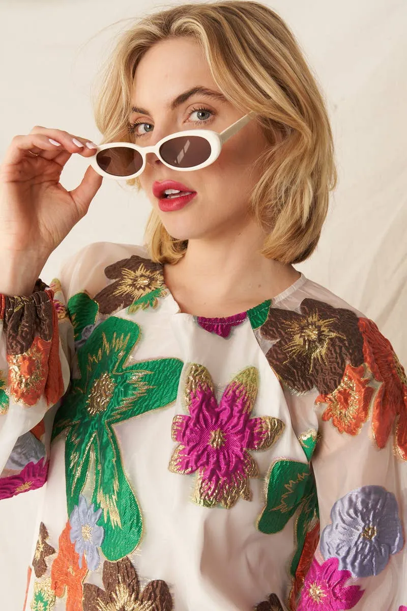 That’s Special Bubble Sleeve Floral Organza Mini Dress