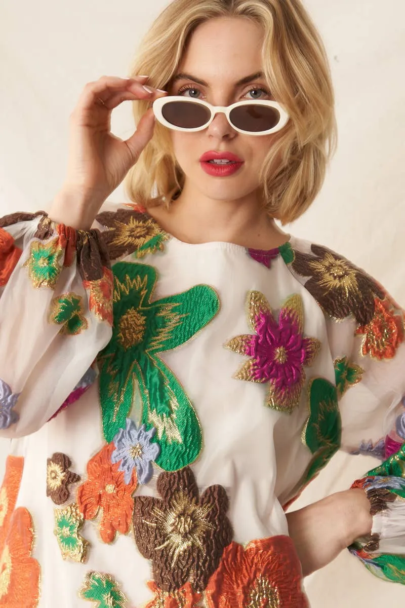 That’s Special Bubble Sleeve Floral Organza Mini Dress