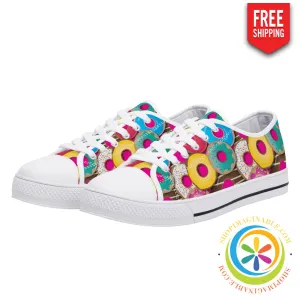 The Donut Lovers Ladies Low Top Canvas Shoes