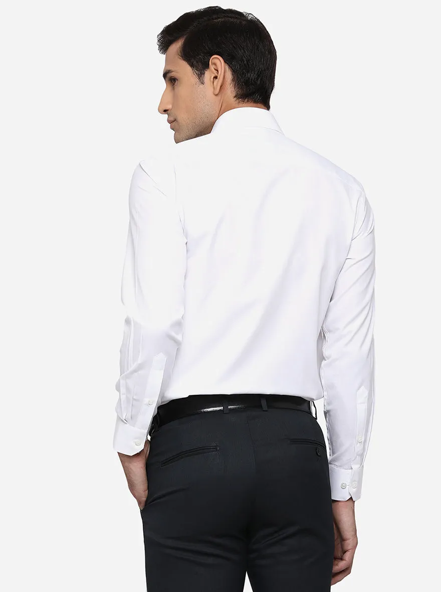 White Dobby Regular Fit Formal Shirt | Greenfibre