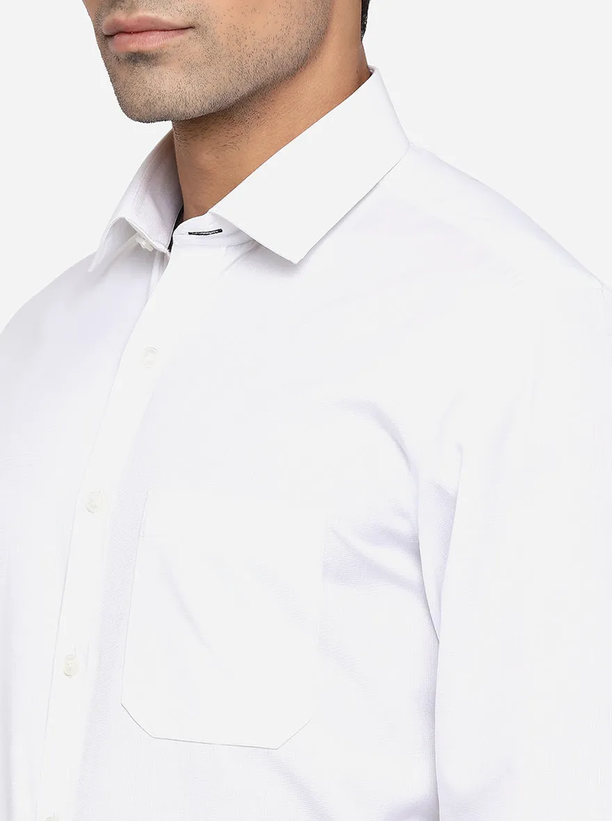 White Dobby Regular Fit Formal Shirt | Greenfibre