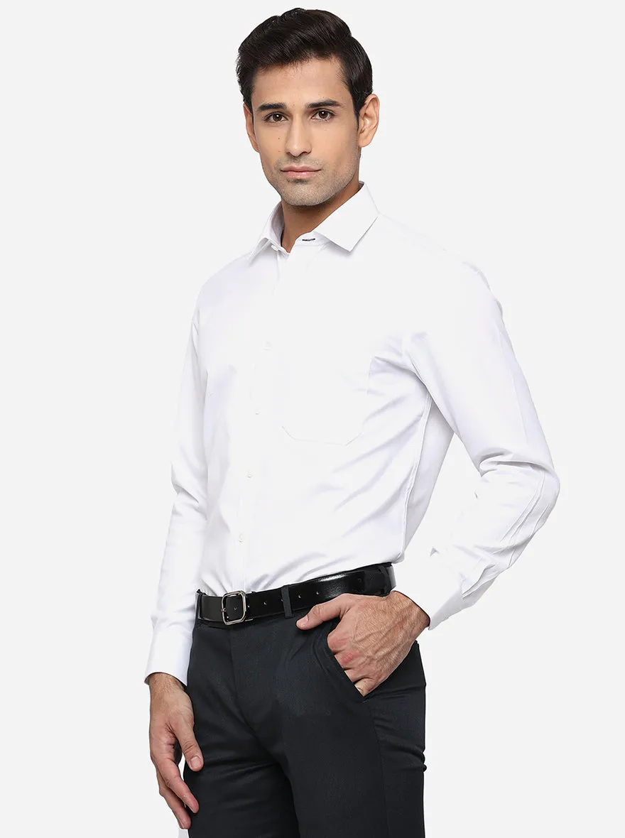 White Dobby Regular Fit Formal Shirt | Greenfibre