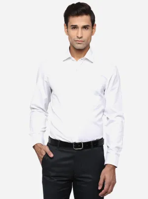 White Dobby Regular Fit Formal Shirt | Greenfibre