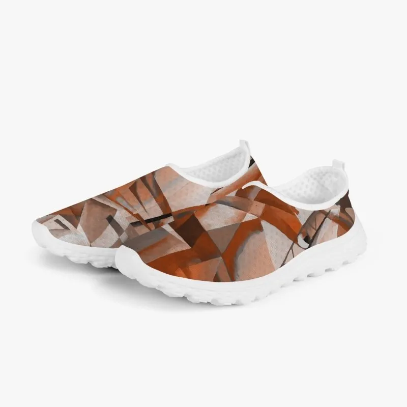 Women's Slip-On Mesh Running Shoes - Futuristic graphic style