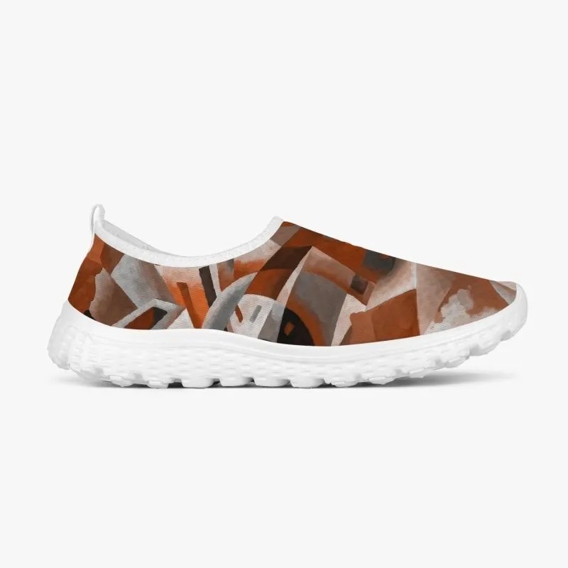 Women's Slip-On Mesh Running Shoes - Futuristic graphic style